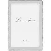 Lawrence Frames Metal Picture Frame with Delicate Outer Border of Beads, Silver, 4x6