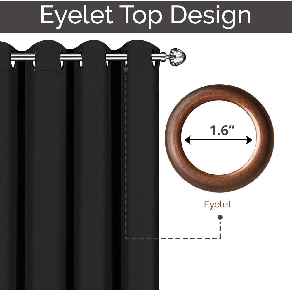 Utopia Bedding Blackout Curtains Grommet Thermal 2 Panels Drapes [Black - Image 4
