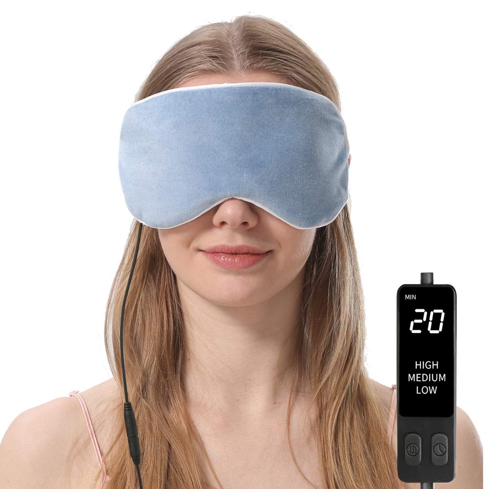 Heated Eye Mask, Steam Treatment for Dry Eyes, Warm Compress Moist Heat for Blepharitis, Dark Circle, Chalazion, Puffy Eyes, Stye Treatment (Blue)