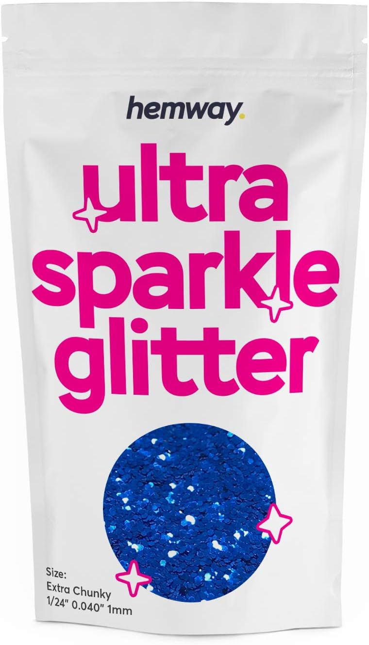 Hemway Ultra Sparkle Glitter Sapphire Blue 100g Extra Chunky