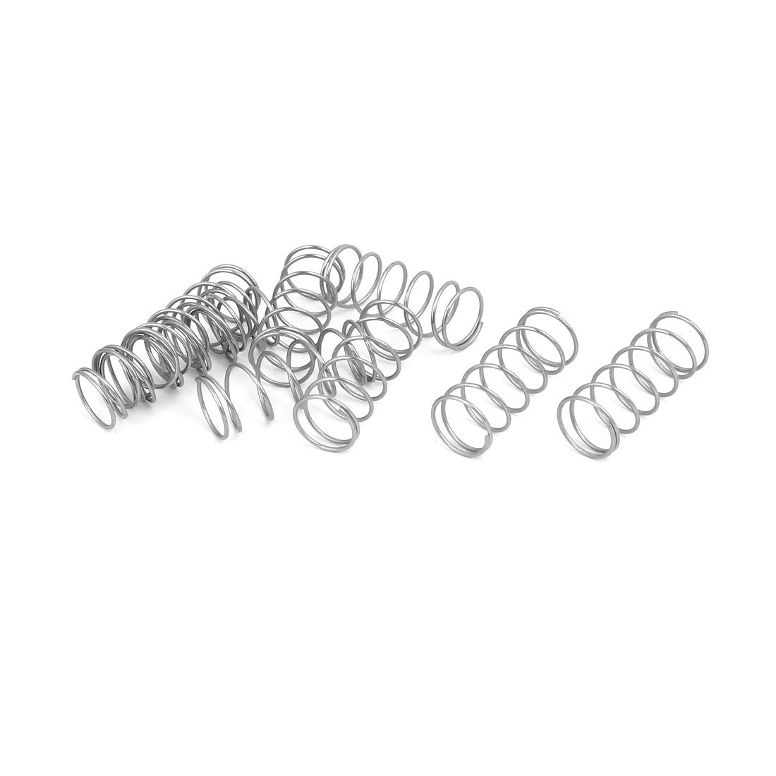 sourcingmap Compression Spring,304 Stainless Steel,12mm OD,0.8mm Wire Size,30mm Free Length,Silver Tone,10Pcs