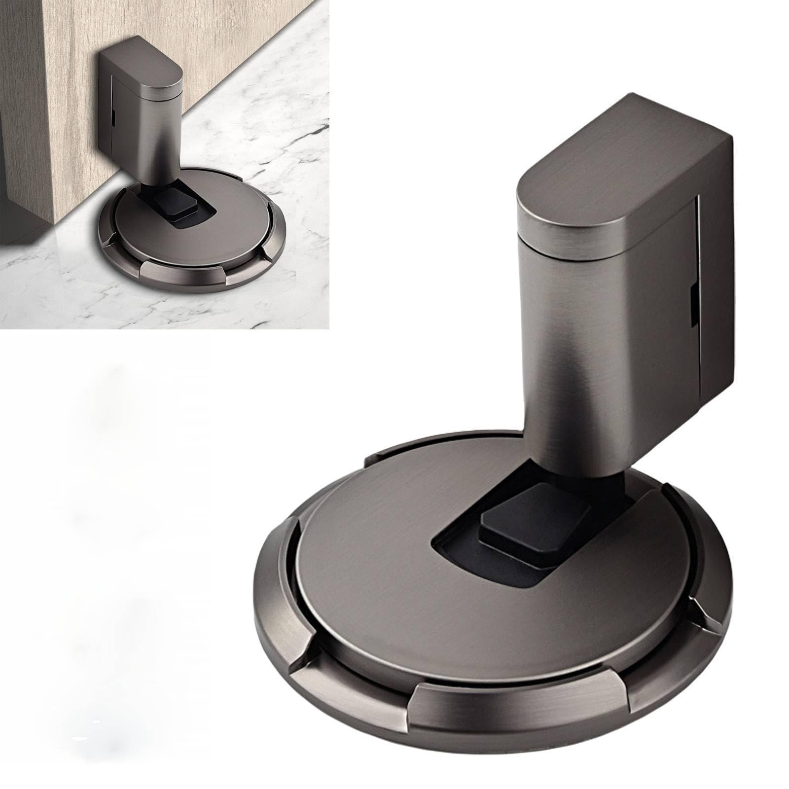 Upgraded Magnetic Door Stopper, Adjustable Punch-Free Silent Floor Doorstop for Various Door Types, Perfect for Yard, Living Room, Bedroom, Kitchen, Bathroom (Grey)