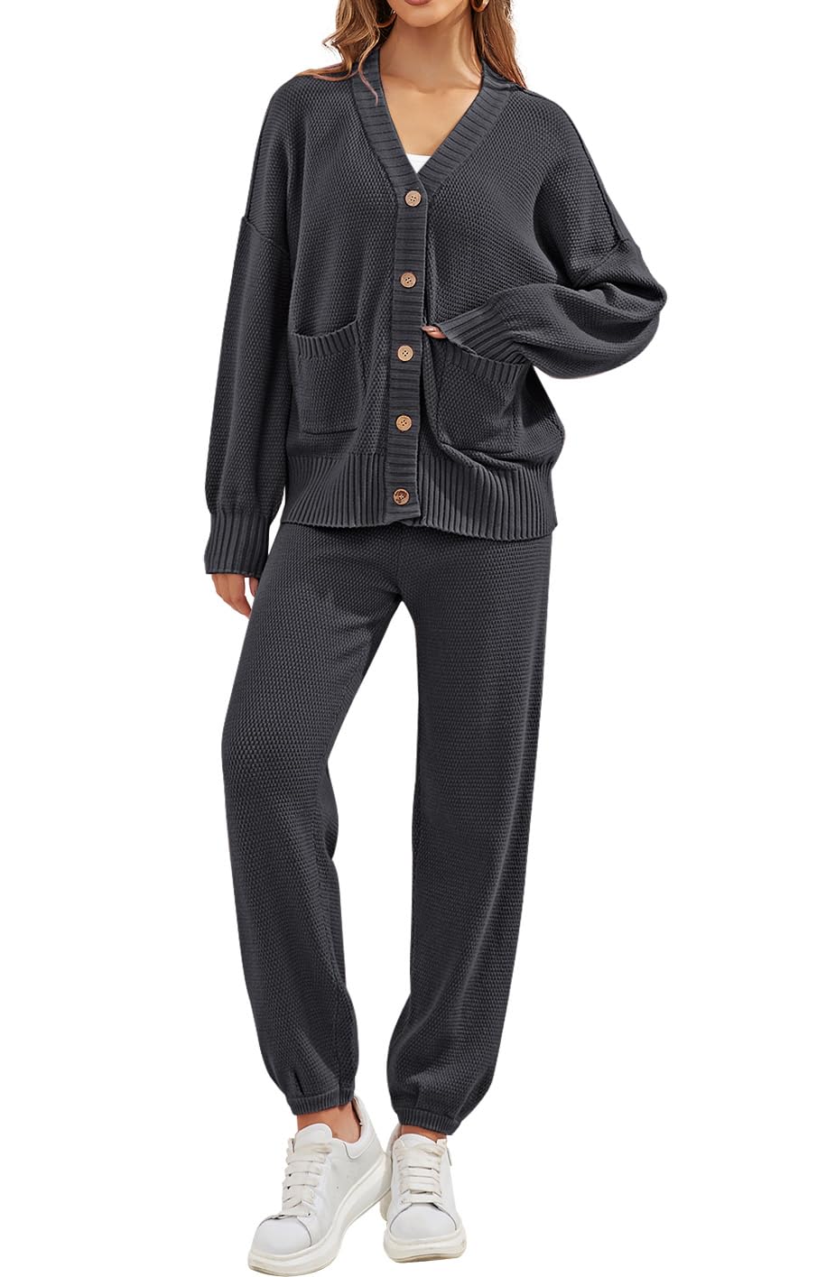 V-Neck Tank, Open Front Cardigan and Pants Lounge Set