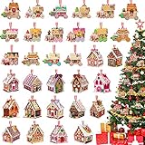 32 Pieces Christmas Tree Ornaments Peppermint Wood