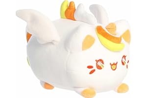 Aurora® Spooky Tasty Peach® Candy Corn Pegasus Meowchi Stuffed Animal - Bright & Colorful Design for Room Decor - Perfect for Halloween Decorations and Gifts - White 8 Inches