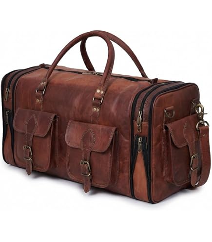 24 inch genuine leather duffel travel overnight weekend leather bag Large Duffle Gym Sports Weekender (brown) size-tsr70mlf2-70-medium-light-2-piece Avoid contact with acid Herschel Supply All Season Color:Ghost Shad
