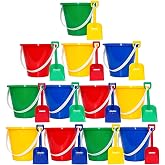 Holady 12 Pack 5'' Inch Sand Beach Buckets Pail with Beach Shovels,Sand Bucket Water Bucket for Beach Fun Great Summer Party Accessory