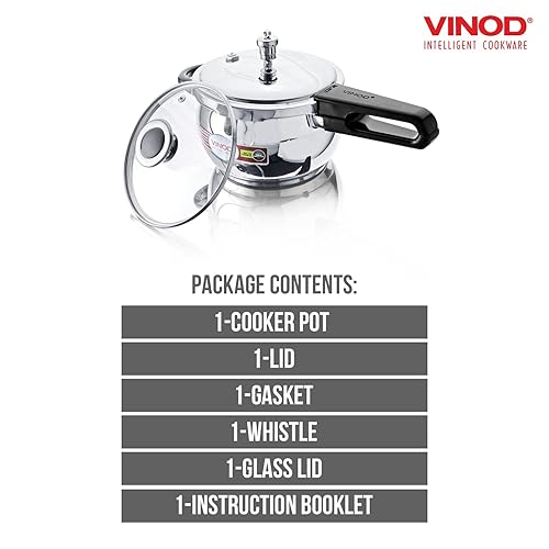 Vinod Pressure Cooker Stainless Steel – Glass Lid Handi Pot
