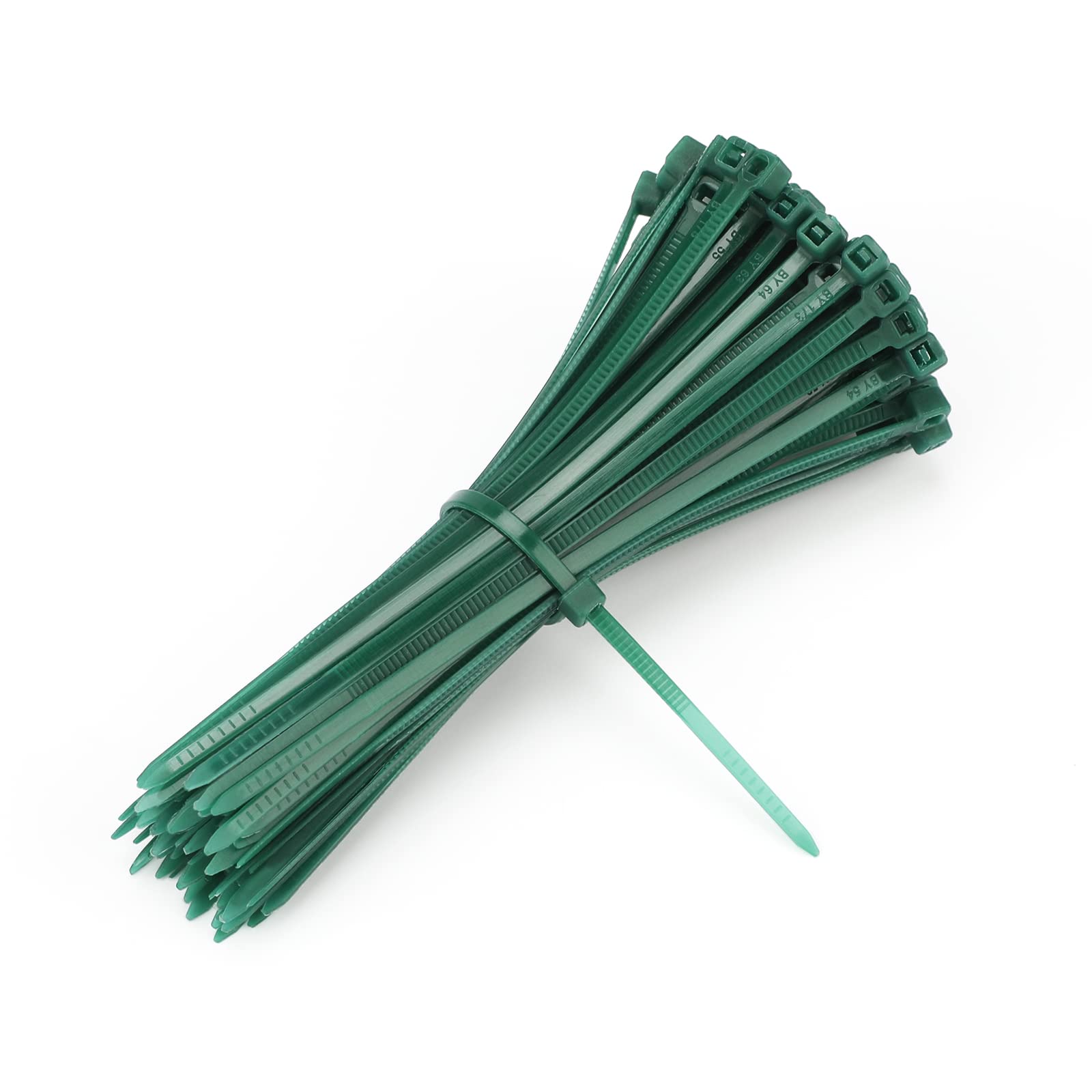 KINGLAKE 100Pcs 100x2.5mm Self-Locking Garden Cable Ties Dark Green Plant Nylon Ties Adjustable Zip Ties Multi-Purpose