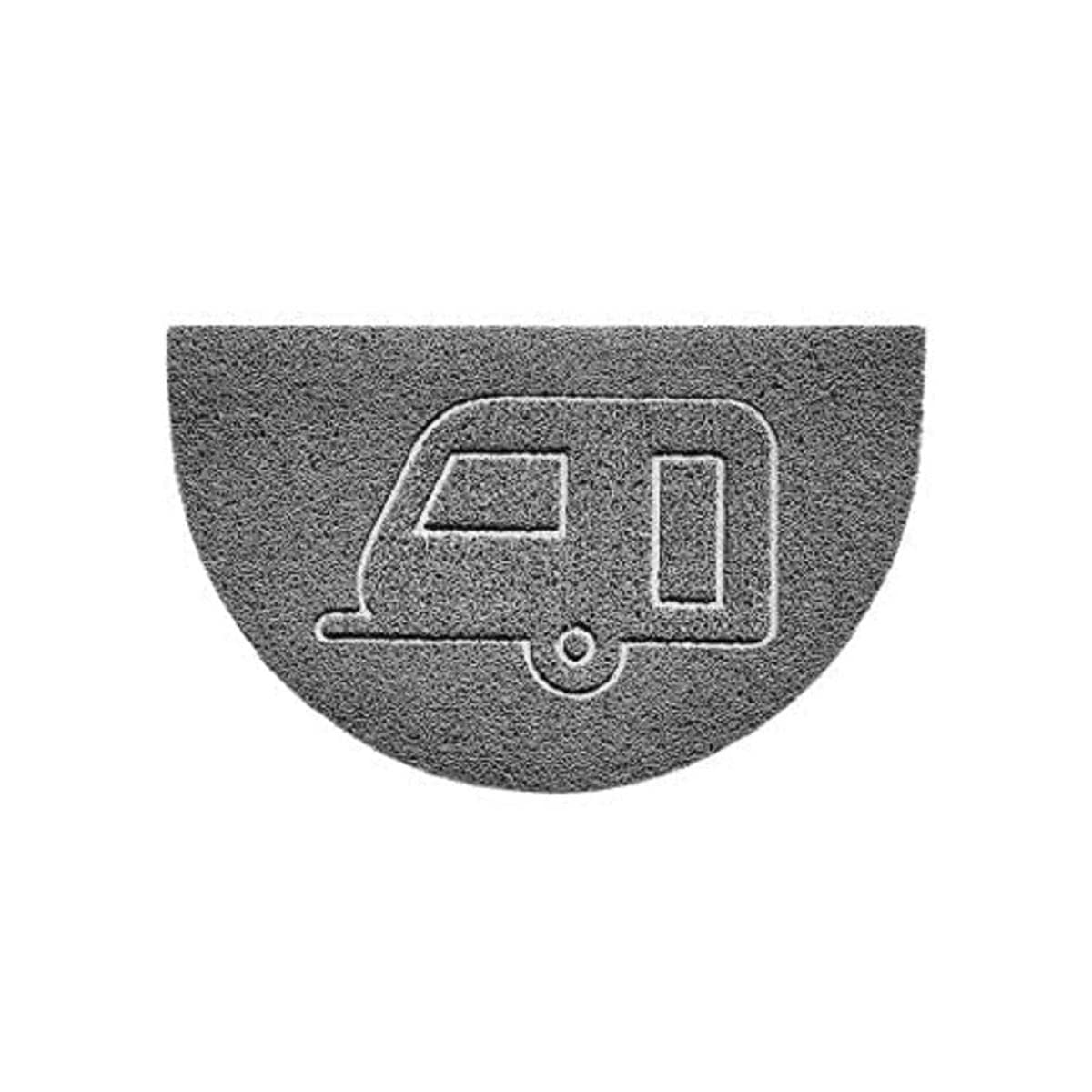 Nicoman Embossed Halfmoon Half Circle Door Mat Dirt-Trapper Jet-Washable Doormat 70x44cm (Grey, CARAVAN Shape) - Use Indoor or Sheltered Outdoor
