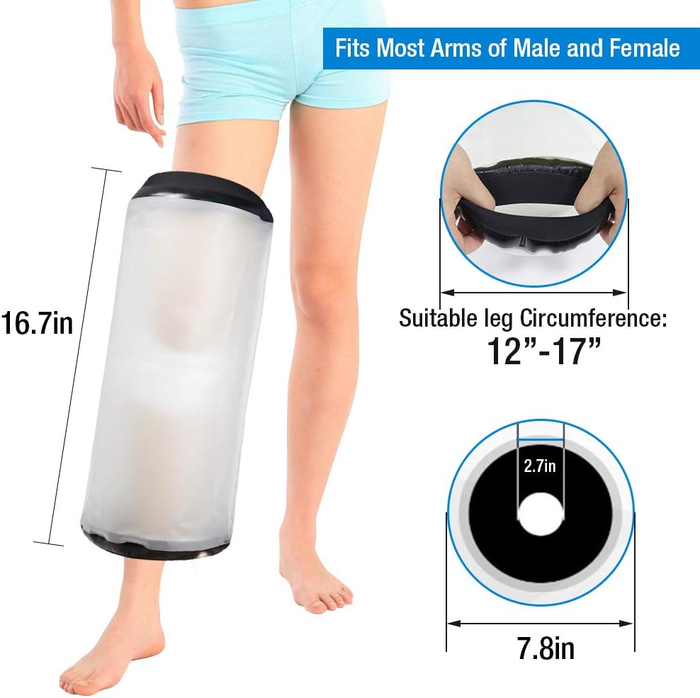 【2020 Newest】Waterproof Knee Cast Cover for Shower, Knee Wound Protector for Shower Bath, Reusable Bandage Protector Dressing Cover with Watertight Seal for Knee, Elbow and Leg: Health & Personal Care