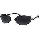 FEISEDY Trendy Rimless Oval Sunglasses for Women Men Retro 90s Eyewear Frame Y2K Glasses B2393