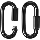 Kinlink M12 4.2" Quick Link Black Chain Connector Screw Carabiner 2 Pack | Large Heavy Duty Chain Hooks for Towing, Swing, Shade, Locking Carabiner Clips Sail-Capacity 2500LB