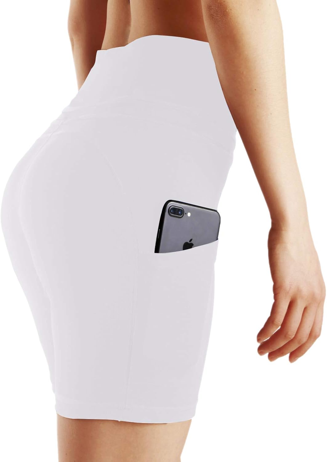ChinFun Yoga Shorts for Women High Waist Tummy Control 4 Way Stretch Workout Running Shorts Side Pockets: Clothing
