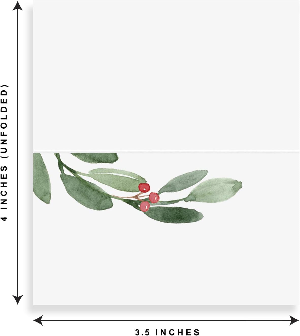 Bliss Collections Greenery Holiday Place Cards for Christmas Party, Wedding or special winter event! Seating Place Cards for Tables, Scored for Easy Folding, 50 Pack, 2 x 3.5 Inches: Kitchen & Dining
