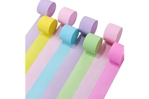 Kleeblatt 8 Rolls Crepe Paper Streamers for Wedding Streamers Birthday Decorations Baby Shower Graduation DIY Supplies(Light)