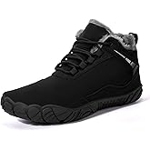 HiGropcore Barefoot Boots Women Men Fur Lined Winter Barefoot Shoes Water-Repellent Hiking Snow Boots Minimalist Wide Toe Box Ankle Booties