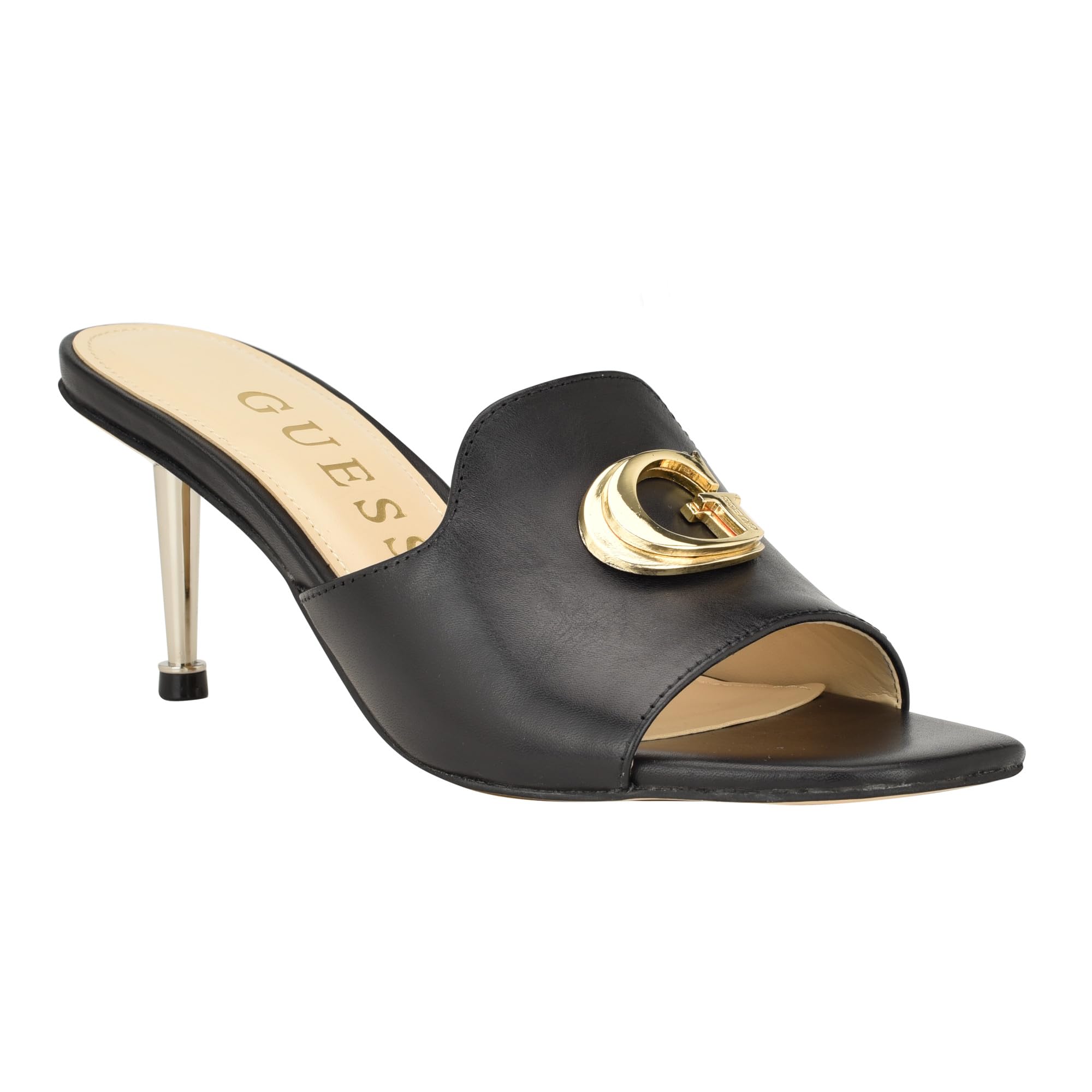 GUESS Women’s SNAPPS Heeled Sandal, Black 001, 5