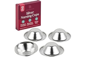 NURSE & NOURISH [4 Cups] Silver Nursing Cups to Soothe Sore or Cracked Nipples - Comfy Nipple Shields for Nursing Newborn - Reusable Silver Nipple Protector for Breastfeeding - Silver Nipple Covers Breastfeeding