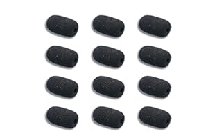 Kicada 12 Pieces Foam Windscreen for Headset Microphone, 0.2" Diameter Microphone Pop Filter Windscreen Mic Cover High Density Mini Foam Cover Shield Protection Foam Replacement for Headset Mic(Black)