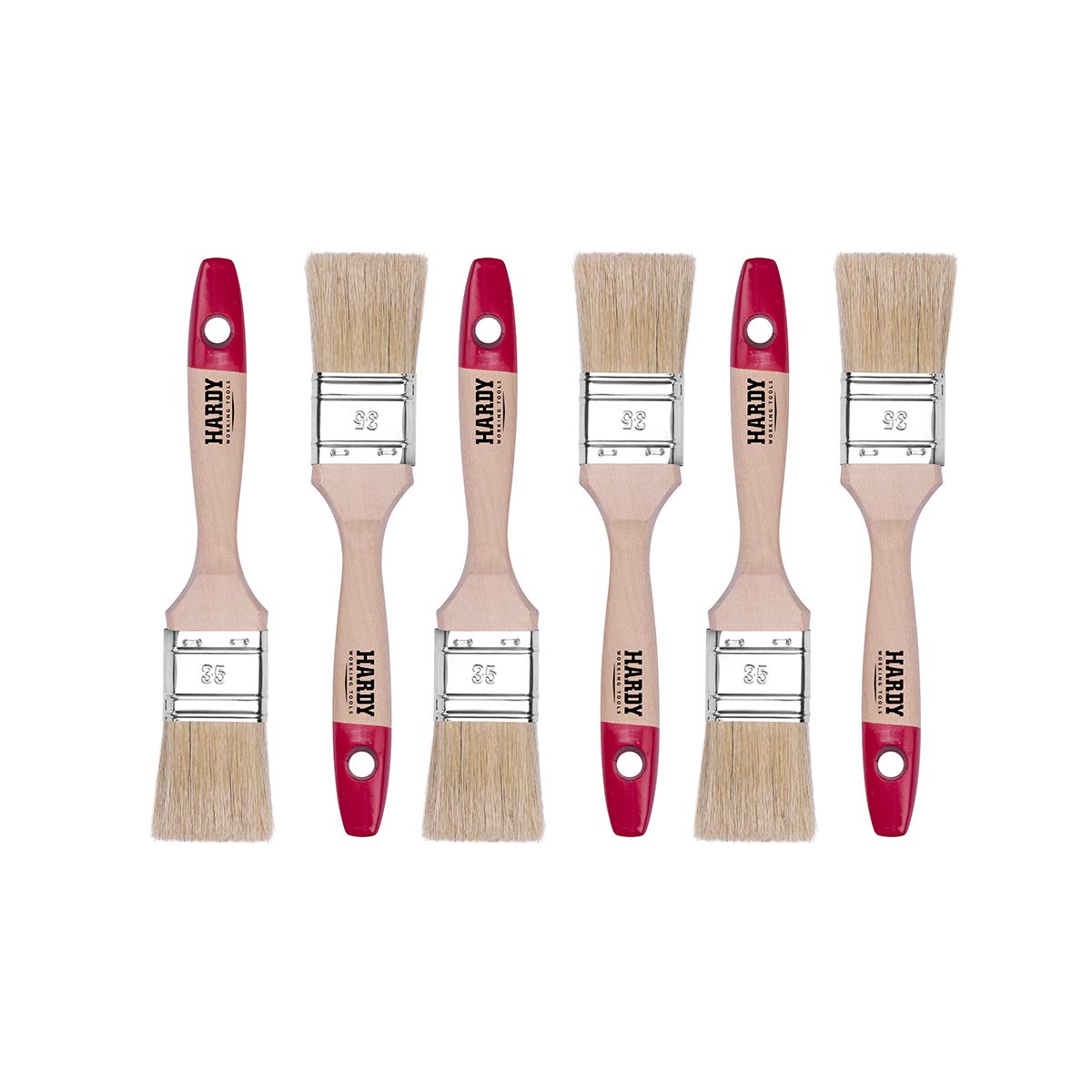 HARDY WORKING TOOLS Flat Brushes 35 mm A0200-360615 - [Series 36] - Red - Set of 6