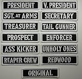 Outlaw Biker Front of Vest Jacket Title [ White on Black] 13 Pcs Patches White Boarder - By Patch Squad