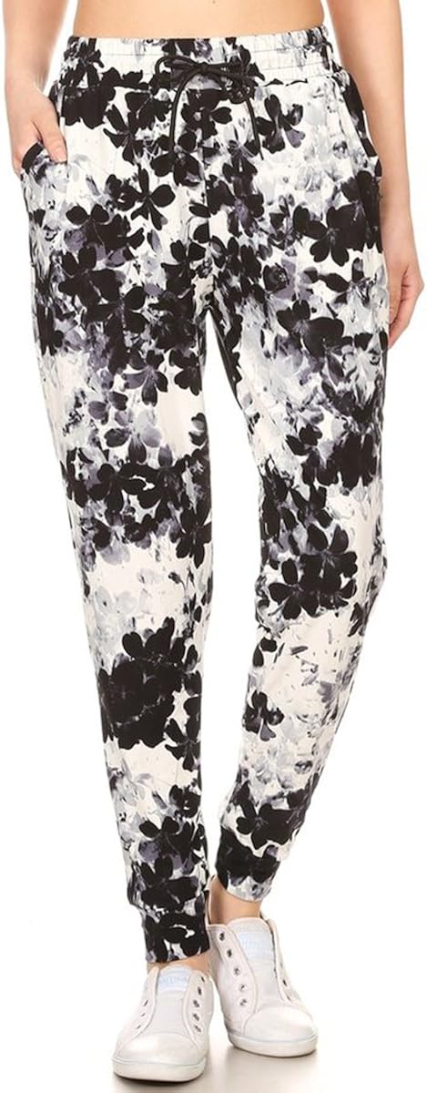 Leggings Depot Women's Popular Print High Waist Premium Jogger Track Pants(S-3X) BAT1: Clothing