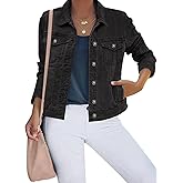 luvamia Women's Basic Button Down Stretch Fitted Long Sleeves Denim Jean Jacket