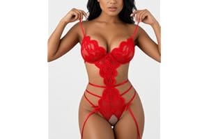 Women's 2 Piece Heart Rhinestone Glitter Lingerie Set Cut Out Metal Chain Underwire Bra with Thong