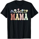 Mama Gifts Women Wildflower Floral Design Mama T-Shirt