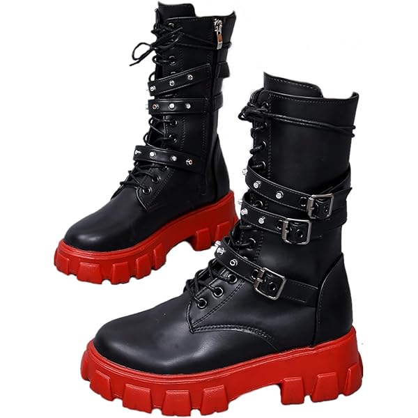 Amazon.com | ZKXYFFS Womens Goth Ankle Booties Chunky High
