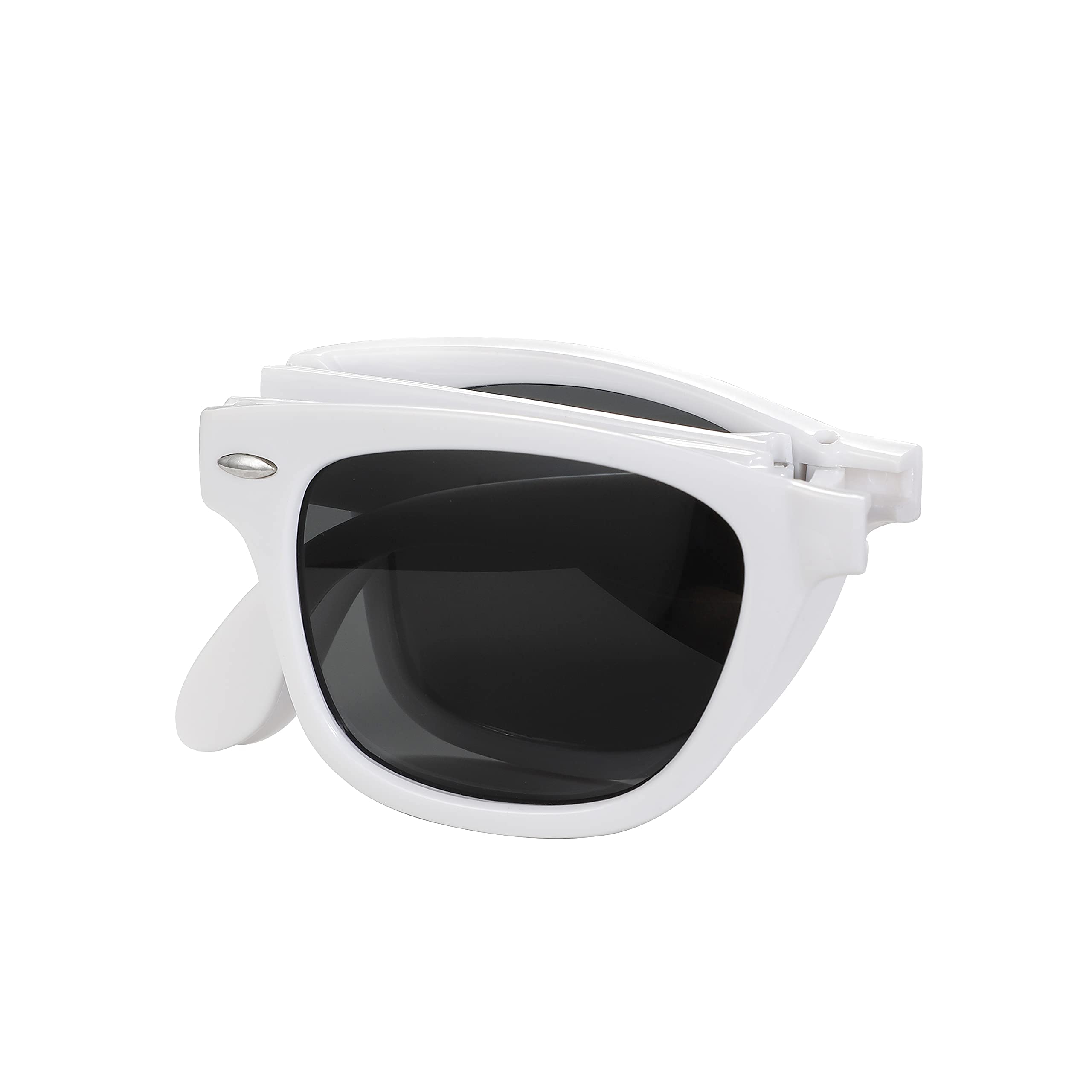 Komonee Bendz Drifter Sunglasses White UV400 Protection Classic Foldable Style Retro Sun Shades Eye Glasses Unisex For Men Women Cycling Sports Fishing Travel – Lightweight Frame Fashion Eyewear