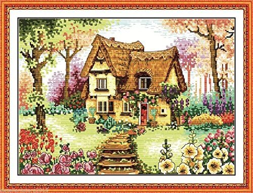 A Country cabin Embroidery Kit Precise Printed Needlework Cross stitch
