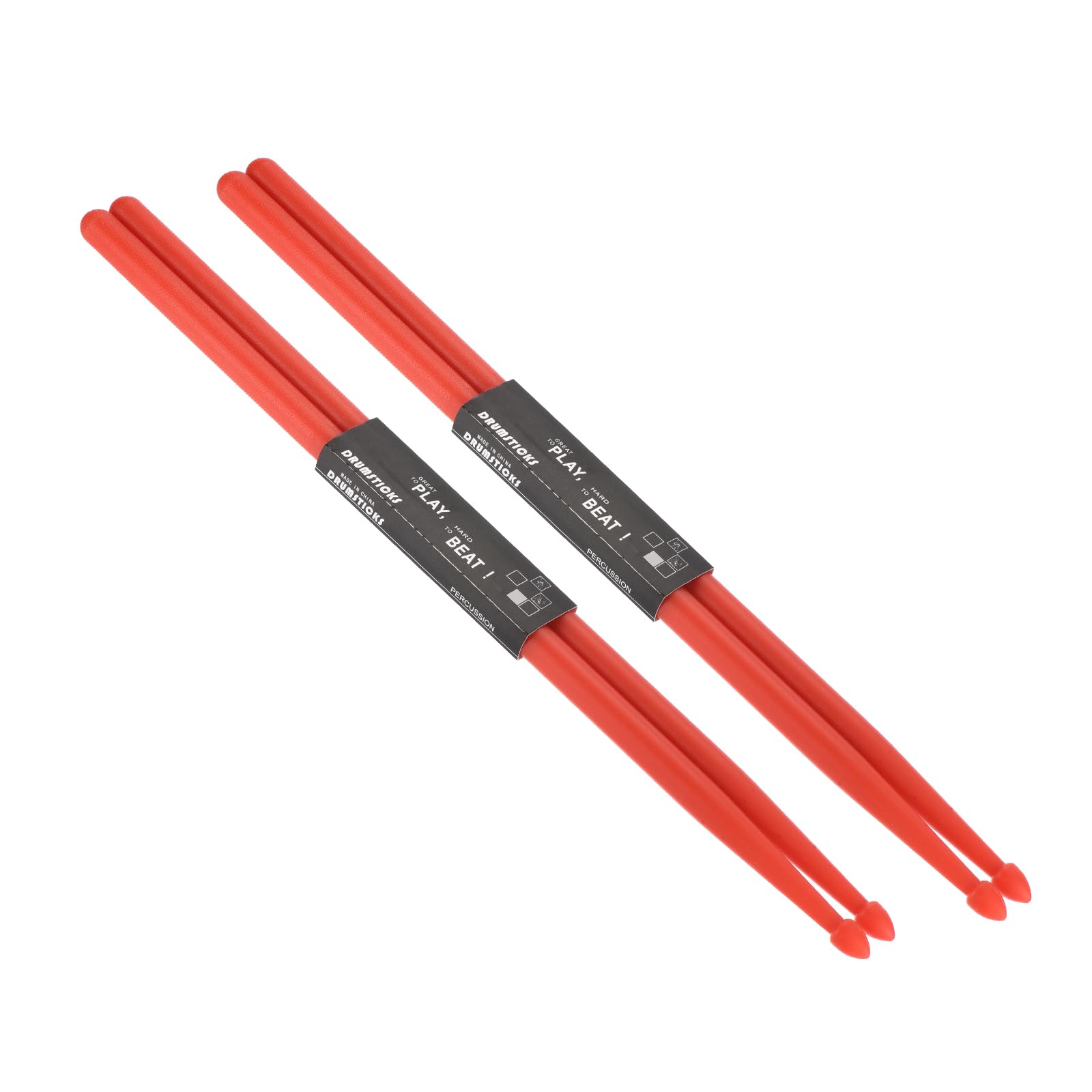 PATIKIL 2 Pairs Nylon Drumstick 7A Plastic Anti Slip Handle Drum Stick for Adults Electronic Drums Musical Instrument Percussion Red, 16"