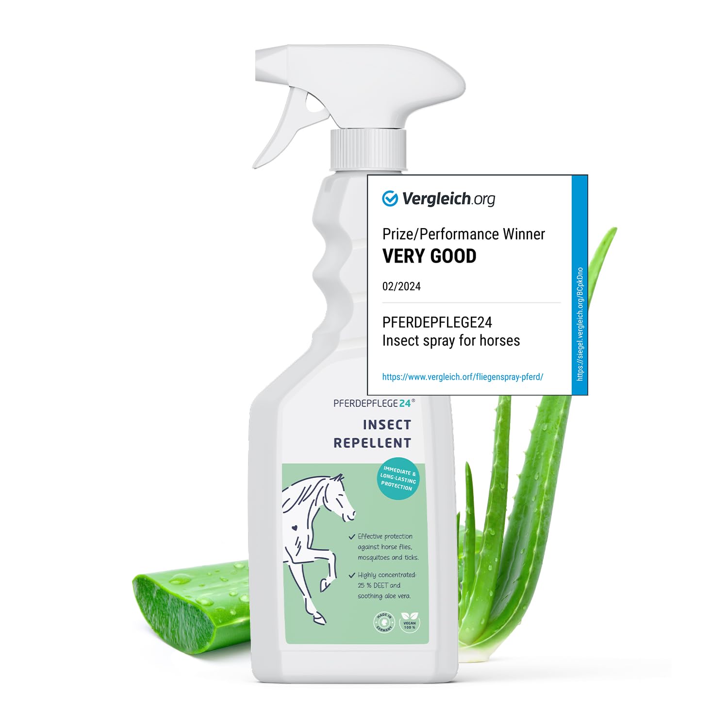 PFERDEPFLEGE24 Horse Fly Spray with DEET - Long-Lasting, Highly Concentrated Fly Repellent for Horses against Mosquitoes, Ticks, Midges & Horseflies - 500ml