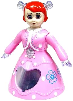 2heet Pink 3D Light Music Dancing Princess Doll Girl Robot Gift Toy for Kids