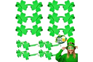DINESIL 10 Pairs St. Patrick's Day Shamrock Sunglasses, Green Four Leaf Clover Glasses Eyeglasses, Lucky Plastic Shades Eyewear Accessories for St. Patricks Party Props, Party Favor Supplies