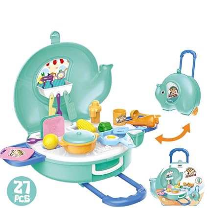 FidgetGear Children Cartoon Kitchen Cooking Utensils Ice Cream Candy Set Play House Trolley Case Toy Kitchen