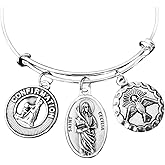 Confirmation Saint Cecilia Bracelet – Silver Expandable Bangle with Confirmation & Holy Spirit Charms – Adjustable Catholic Gift for Girls – Patron Saint of Music Jewelry