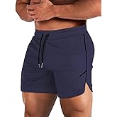 Aolesy Mens Workout Shorts with Zip Pocket 5" Lightweight Gym Running Shorts Linerless Bodybuilding Athletic Shorts