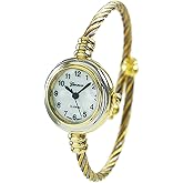 Rosemarie Collections Women's Mother of Pearl Coil Rope Twist Cuff Bracelet Watch (Gold/Silver)