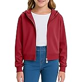 CharmWM Girls Fashion Zip Up Hoodies Kids Cute Crop Sweatshirts Teen Trendy Preppy Jackets Clothes