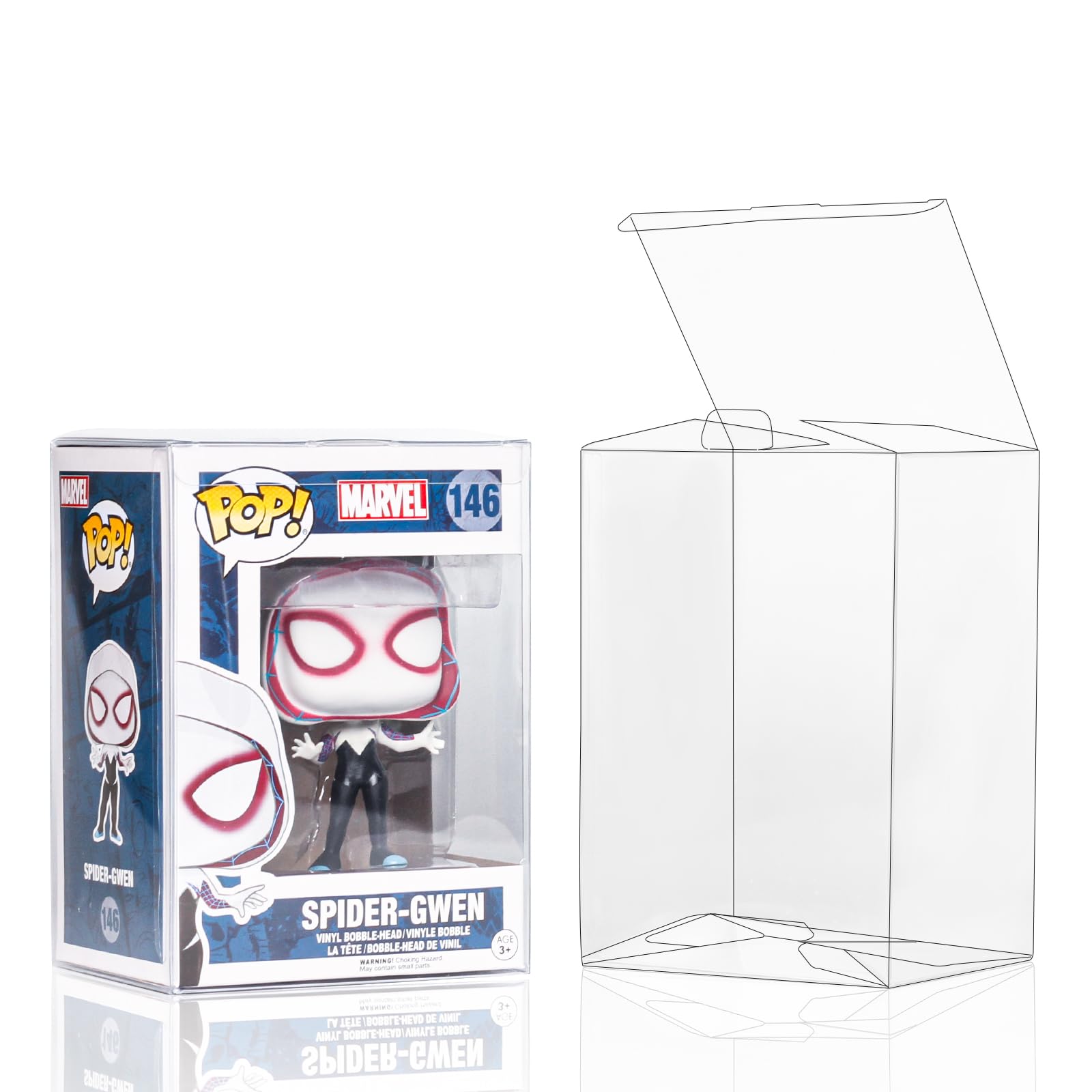 Photo 1 of Baskiss 8 Pack Protector Covers for Funko Pop 4" Figures, Ultra Thick 0.5mm - No Film Peeling - Crystal Clear Heavy Duty Display Box for Collectible Vinyl Figurines Storage (8)