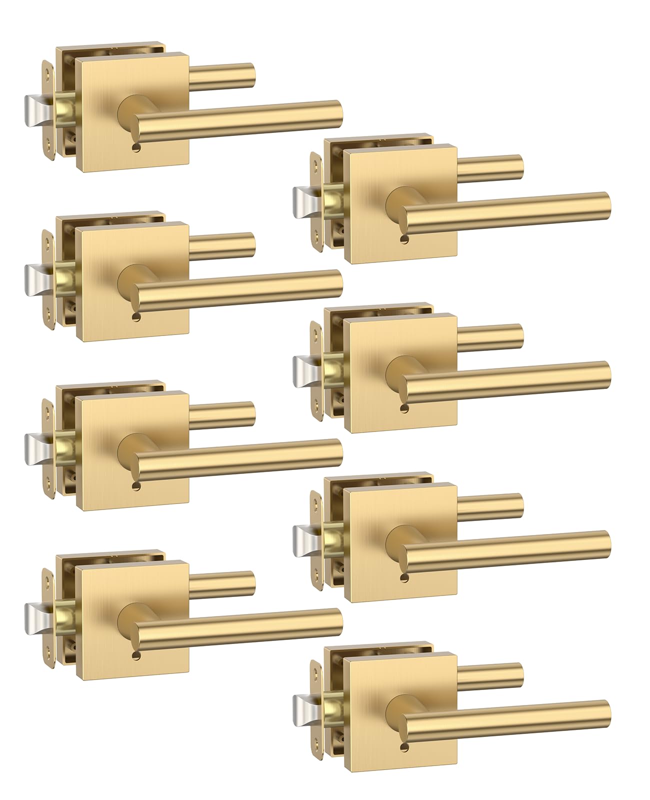 Photo 1 of Asidrama ZR01-097Z 8 Pack Privacy Door Handles with Lock, Champagne Bronze Door Handles Interior for Bedroom or Bathroom