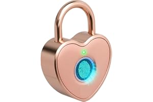 Tcyoatoa Fingerprint Padlock, Heart Shaped Small Smart Padlock for Gym Locker, Backpack, School Locker, Mailbox, Travel Suitc