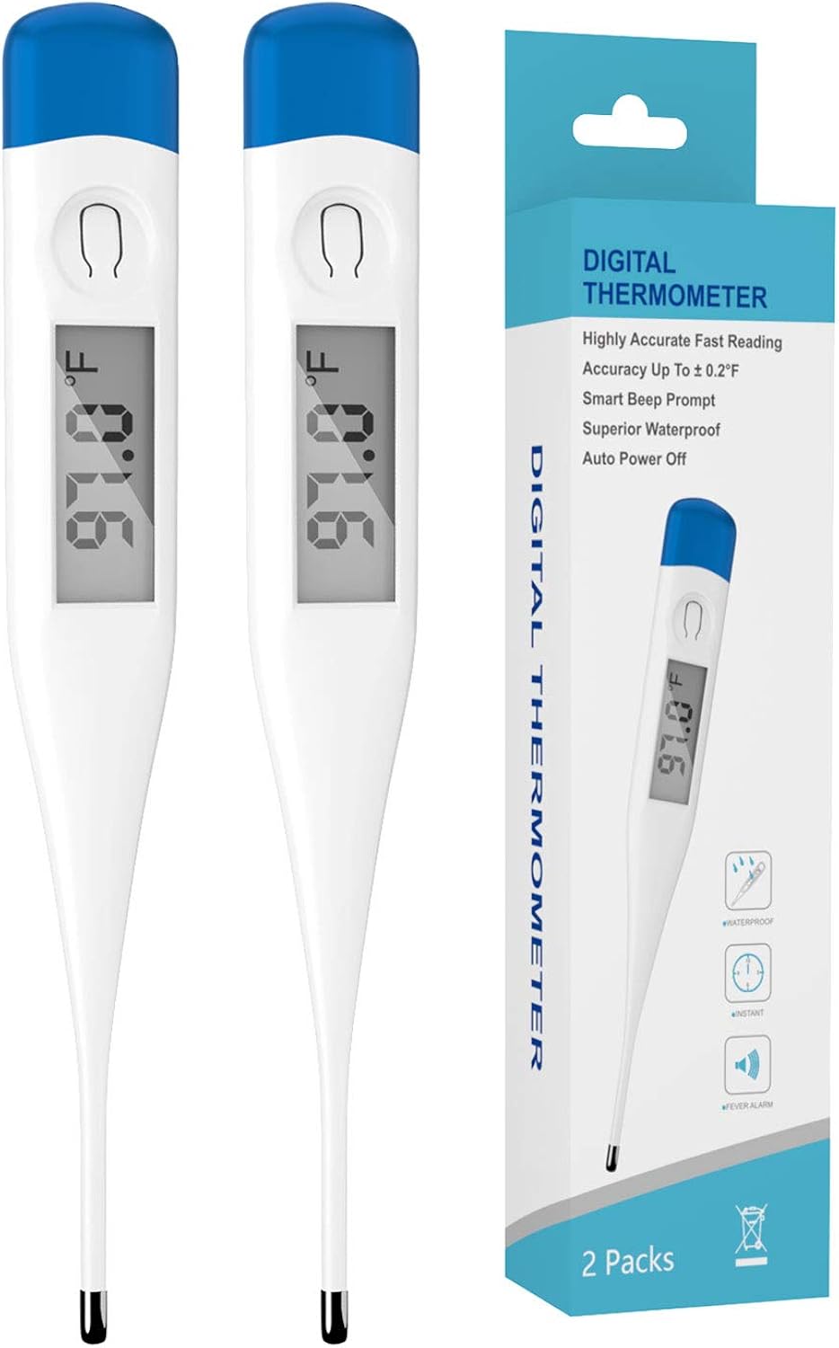 SEALUXE Digital Tharmomitor For Any Ages, Measure Device with Big Lcd Fast Reading 2 Packs: Clothing
