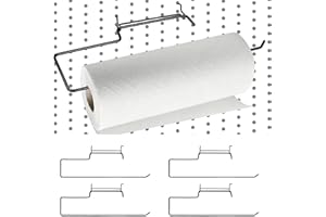 4 Pack Pegboard Paper Towel Holder, Pegboard Hooks, Extendable Peg Board Organizer Accessories, Stainless Steel Craft Hooks f
