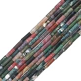 BEADIA Natural Indian Agate Tube Beads Cylinder 4x13mm 38cm/Strand Stone Beads for Jewelry Making