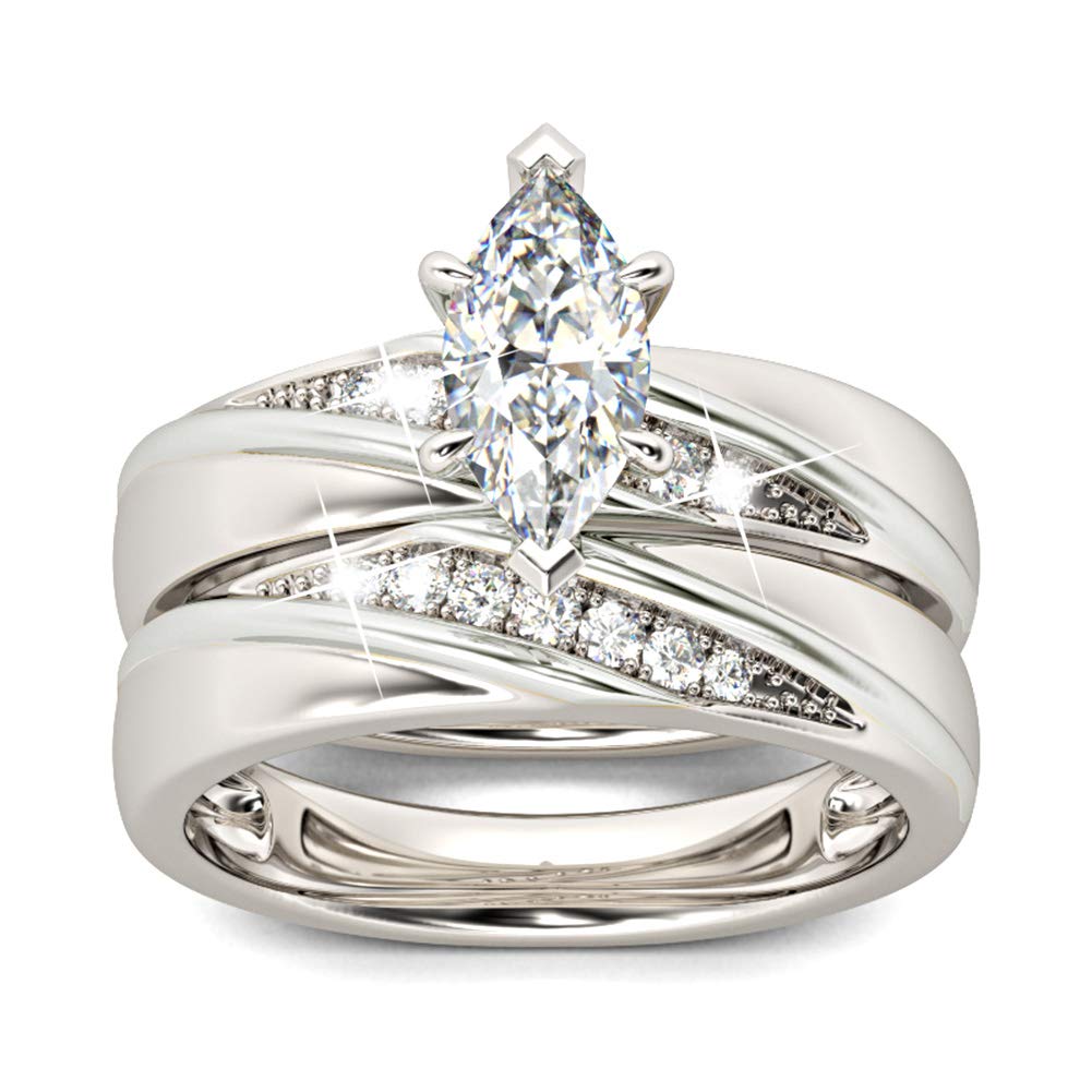 Jeulia Wedding Rings Engagement Rings for Women Anniversary Promise Ring Bridal Sets 925 Sterling Silver with 1.6 ct Primary Stone+ 0.32 ct Side Stone (Silver, L 1/2)