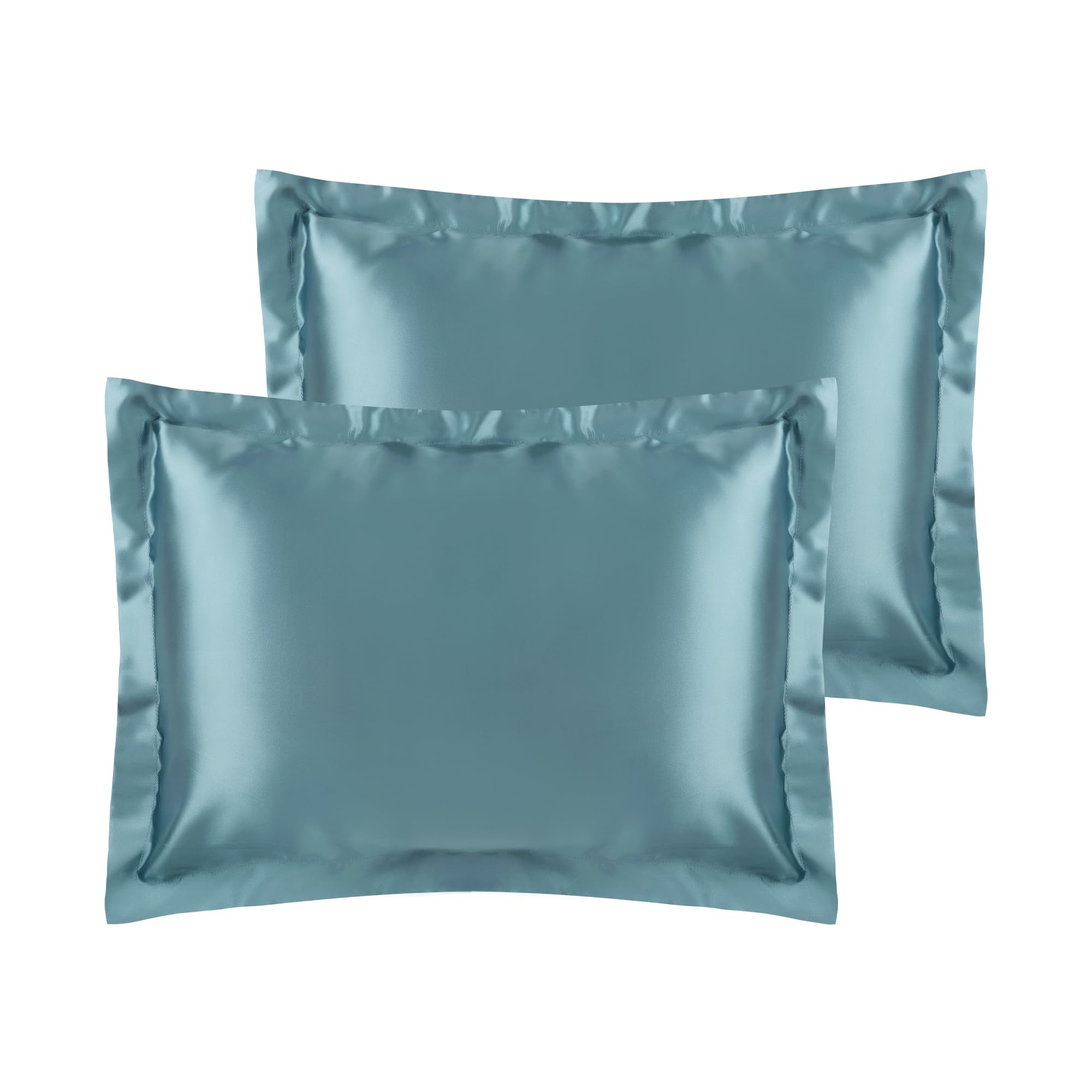 uxcell Satin Pillowcase for Hair and Skin Soft and Smooth Set of 2 with Envelope Closure, Gifts for Friends Sky Blue Queen (51x76cm)